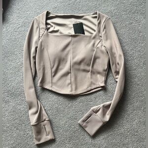 Move Theology Women's Tan Long Sleeve Crop Top